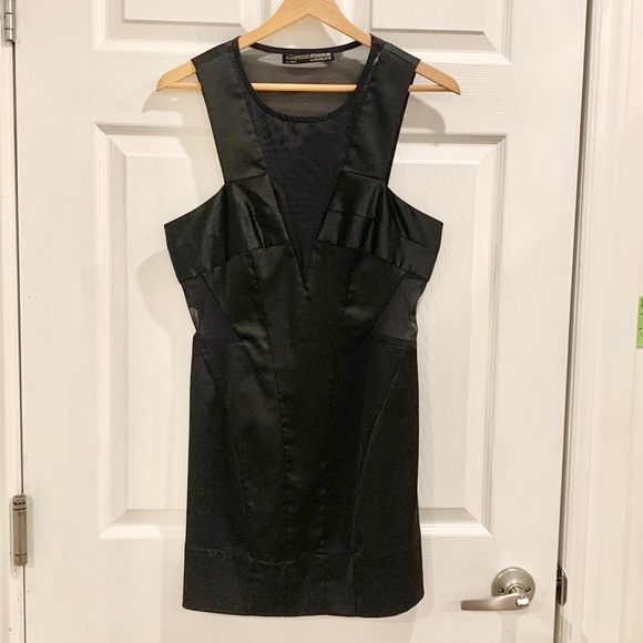 All Saints Black Mesh Cutout Mini Sleeveless Dress - Picture 6 of 16